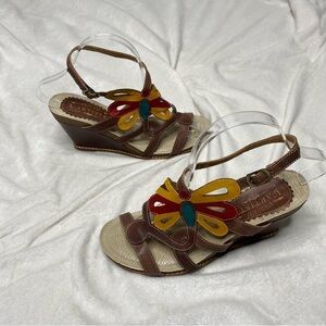 L'Artiste by Spring Step Ronella Multi Strap Leather Wedge Sandals